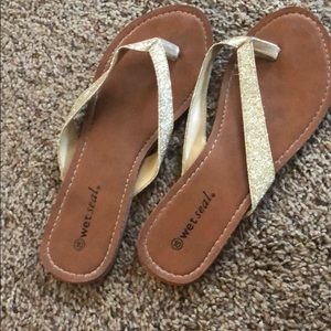 Gold Wet Seal Flip Flops